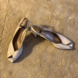 Stuart Weitzman cream near-vintage slingbacks